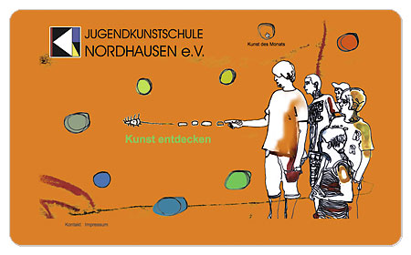 <span style="font-weight: bold">Jugendkunstschule Nordhausen e.V.</span><br />Internetseite – Startseite Willkommen<br />Gestaltung und Programmierung - Grafische Elemente von Kursteilnehmern